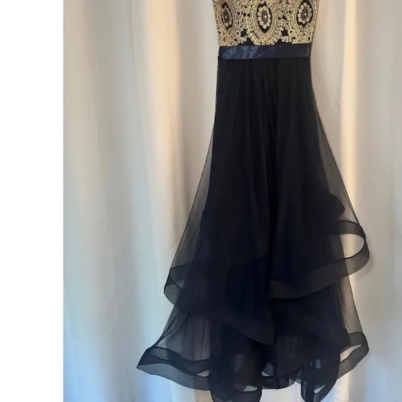 City Triangles Black and Gold Formal Kids Dress